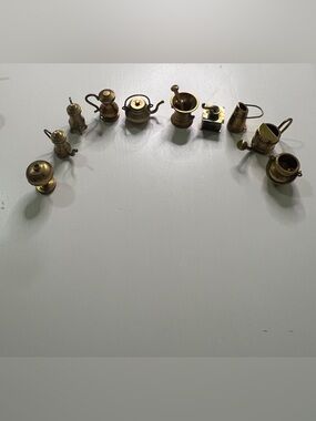 Miniature Brass Kitchenware Set - Vintage Style